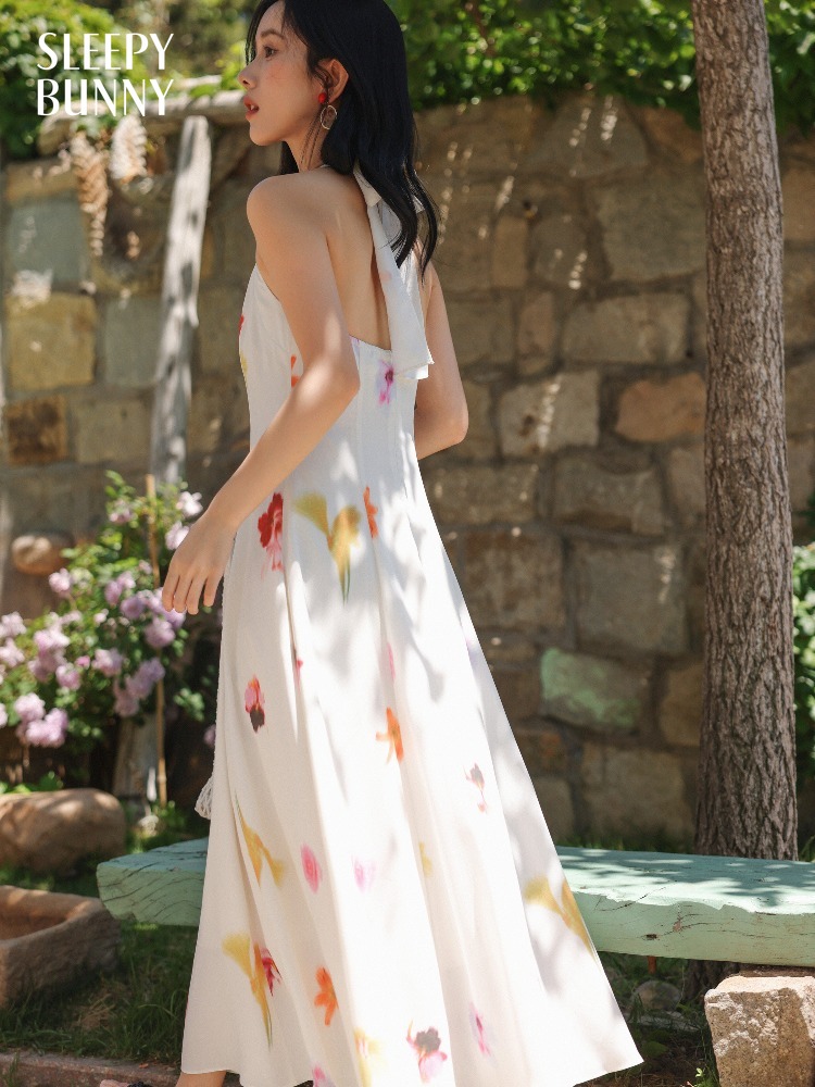 Women Vacation Style Halter Ne - Midi Skirt Floral review and price