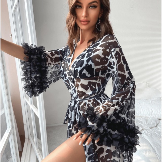 Wholesale Women Leopard Print  - Kimono Sheer Floral review and price