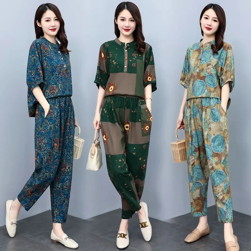 Middle Aged Mother Summer Suit - Linen Pant Wide review and price