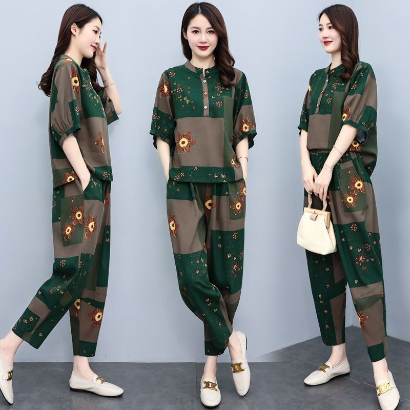 Middle Aged Mother Summer Suit - Linen Pant Wide review and price