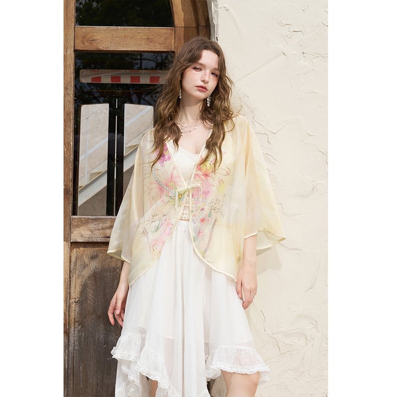 ELFSACK New Chinese Frog Butto - Kimono Sheer Floral review and price