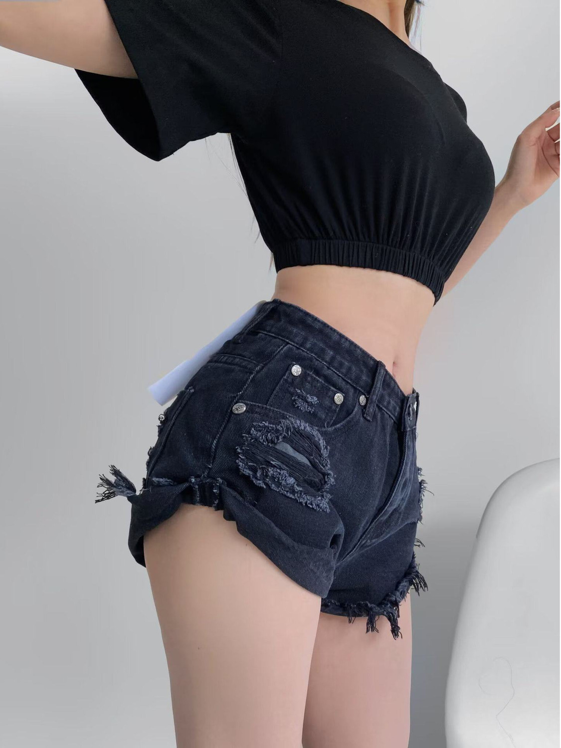 Women's Low Waist Distressed D - Shorts Denim Frayed review and price