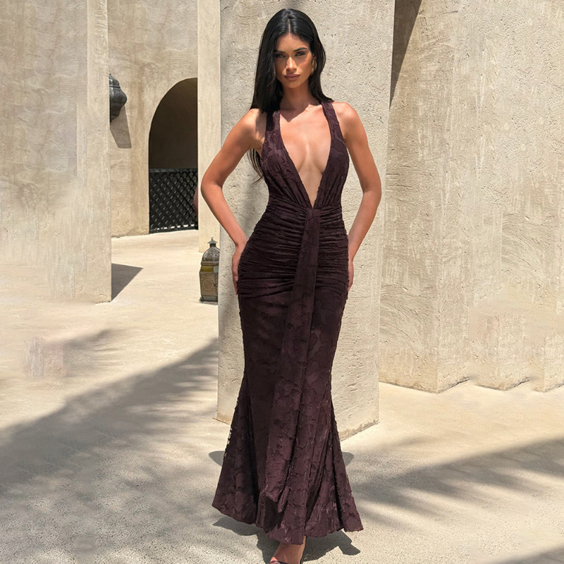 Sexy Deep V Backless Wrap arou - Linen Dress Wrap review and price