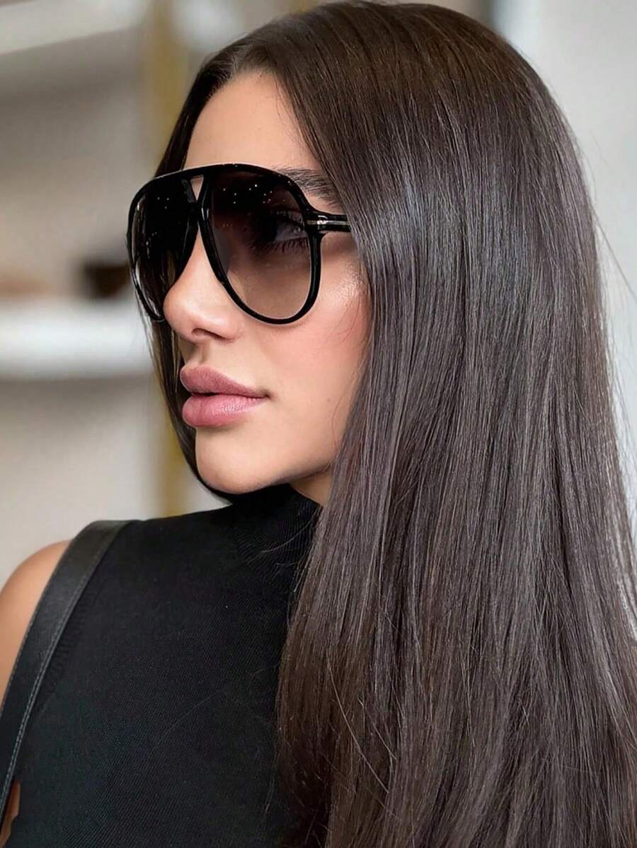 1pc Oversized Double Bridge Fu - Sunglasses Cat Eye review and price