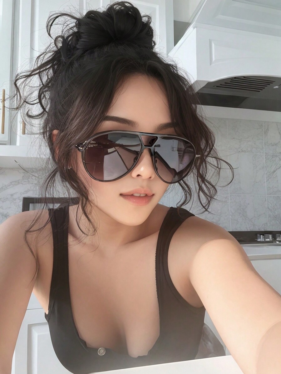 1pc Oversized Double Bridge Fu - Sunglasses Cat Eye review and price