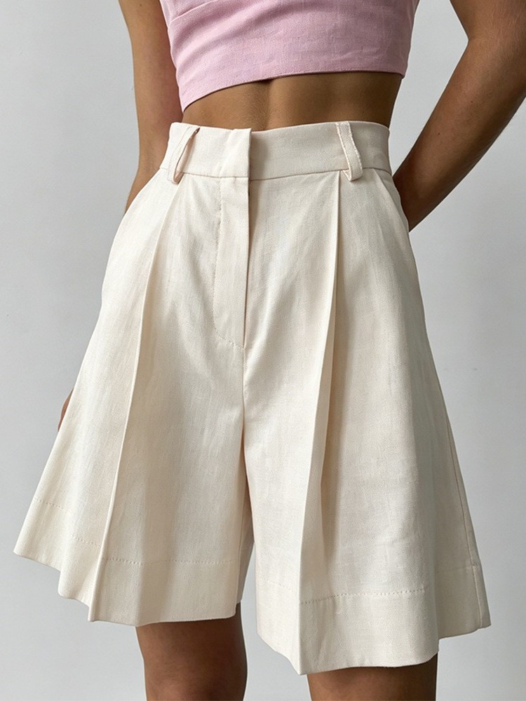 Casual Linen Wide Leg Shorts L - Linen Pant Wide review and price