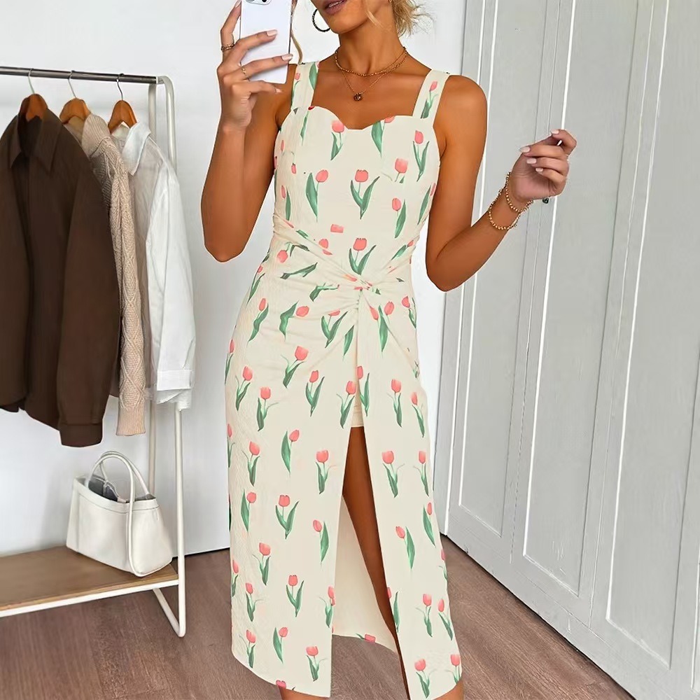 Fashionable Floral Print Crop  - Midi Skirt Floral review and price